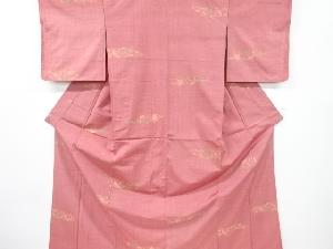 草花模様織り出し手織り紬着物